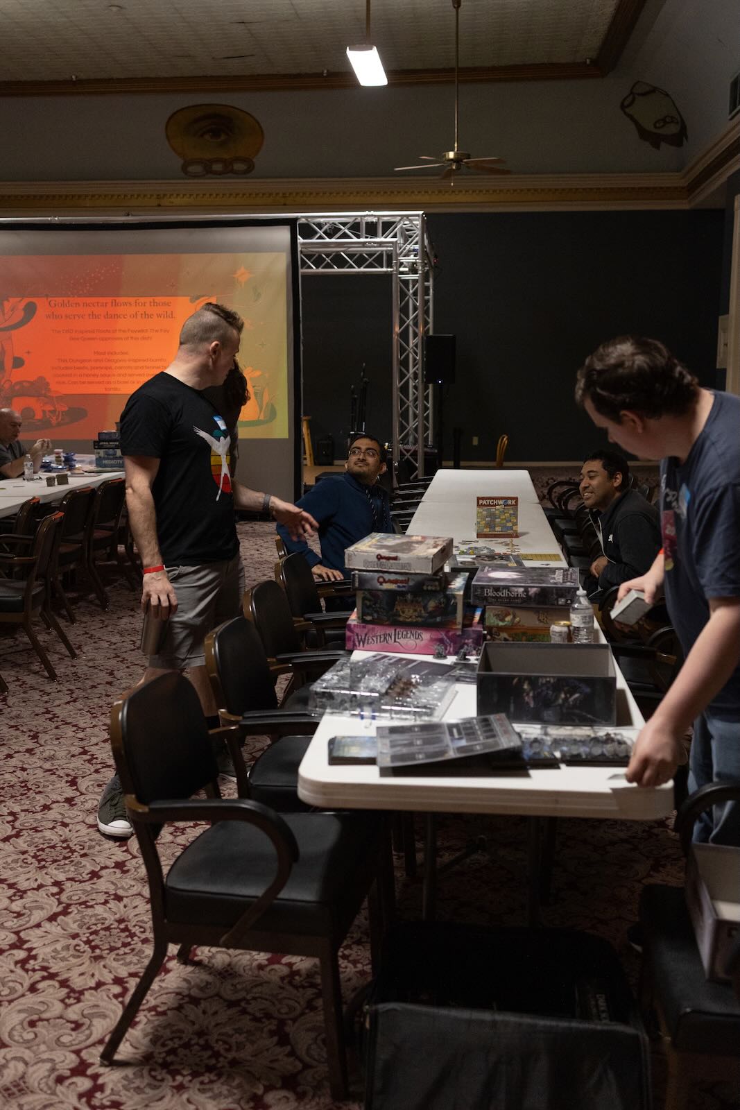 Gamers browsing board games